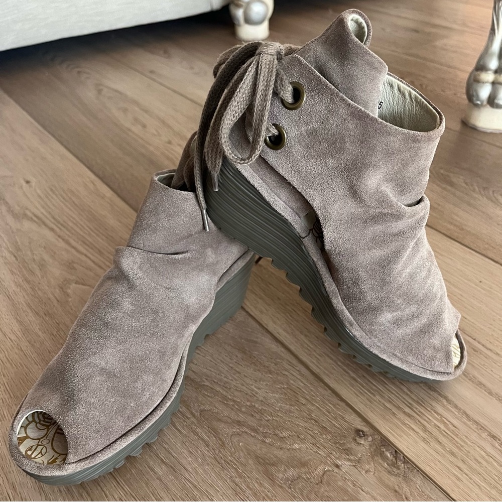 Fly London Yemma Suede Open Toe Bootie